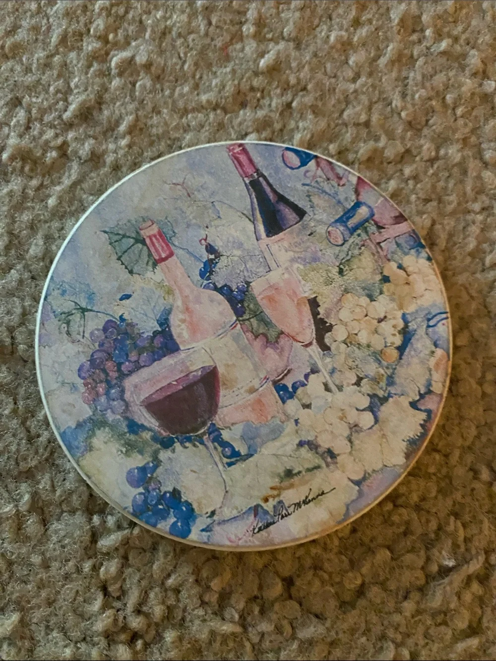 Grapevine Round Coaster Set - Multicolor Decorative Drink Coasters (Set of 4)